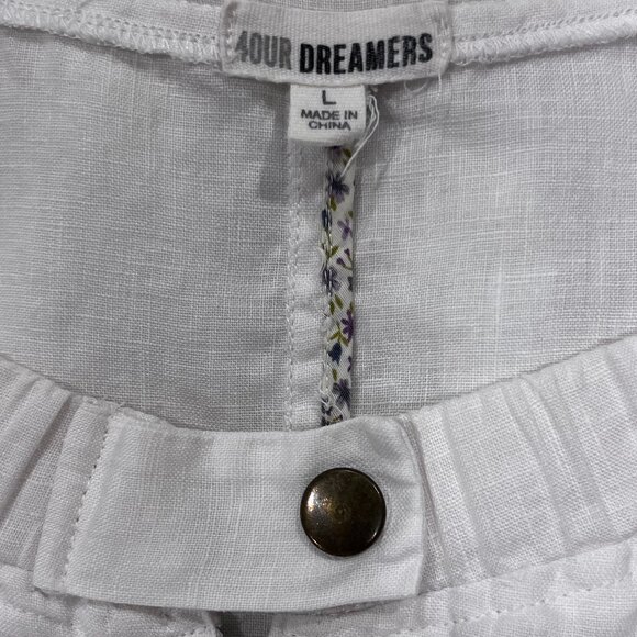 4our Dreamers Linen Lightweight Zip Jacket, White, L - Picture 3 of 7